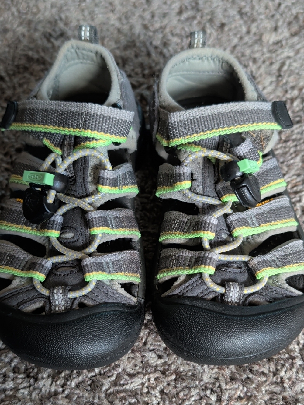 Keen Gray Kids Sandals with Lime Trim